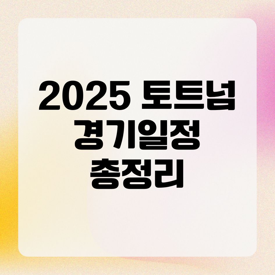 2025 토트넘 경기일정 총정리