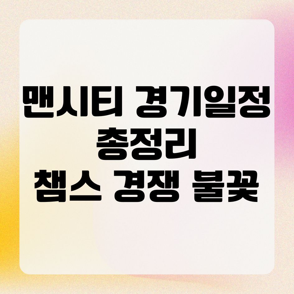 맨시티 경기일정 총정리