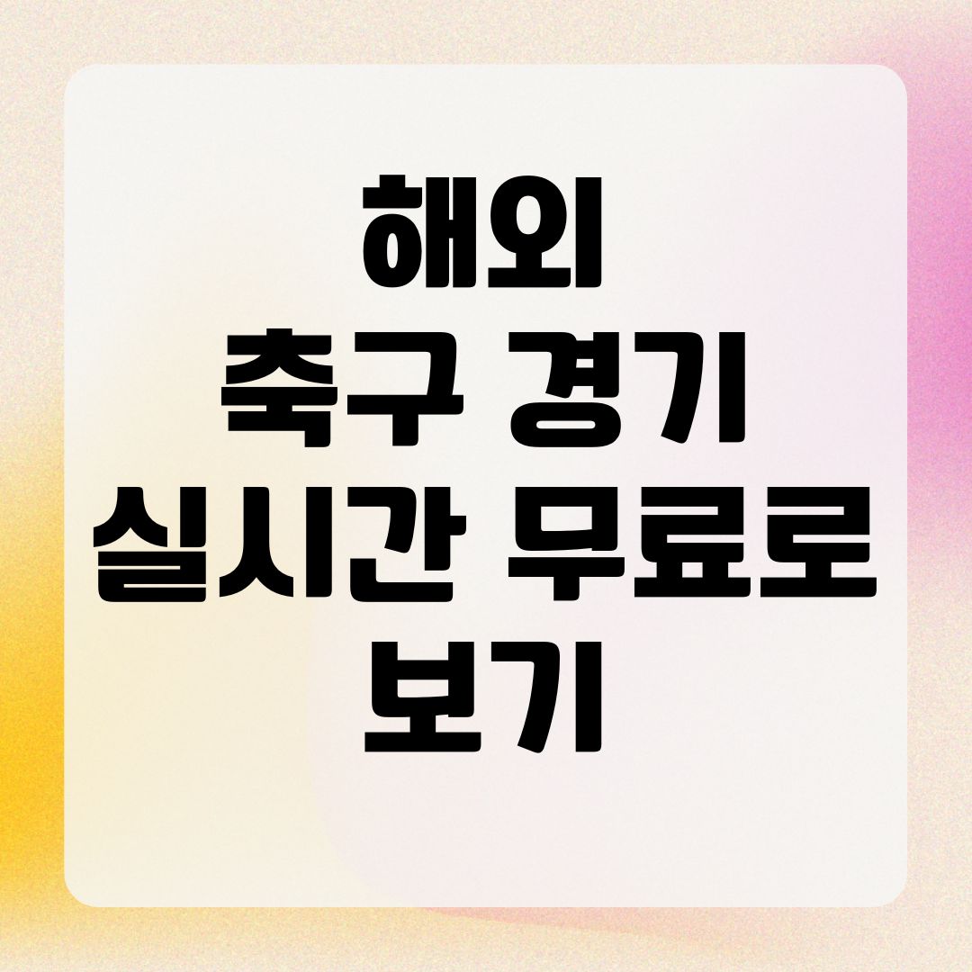해외 축구 경기 실시간 무료로 보기