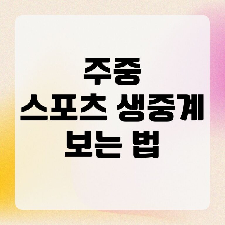 주중 스포츠 생중계 보는 법