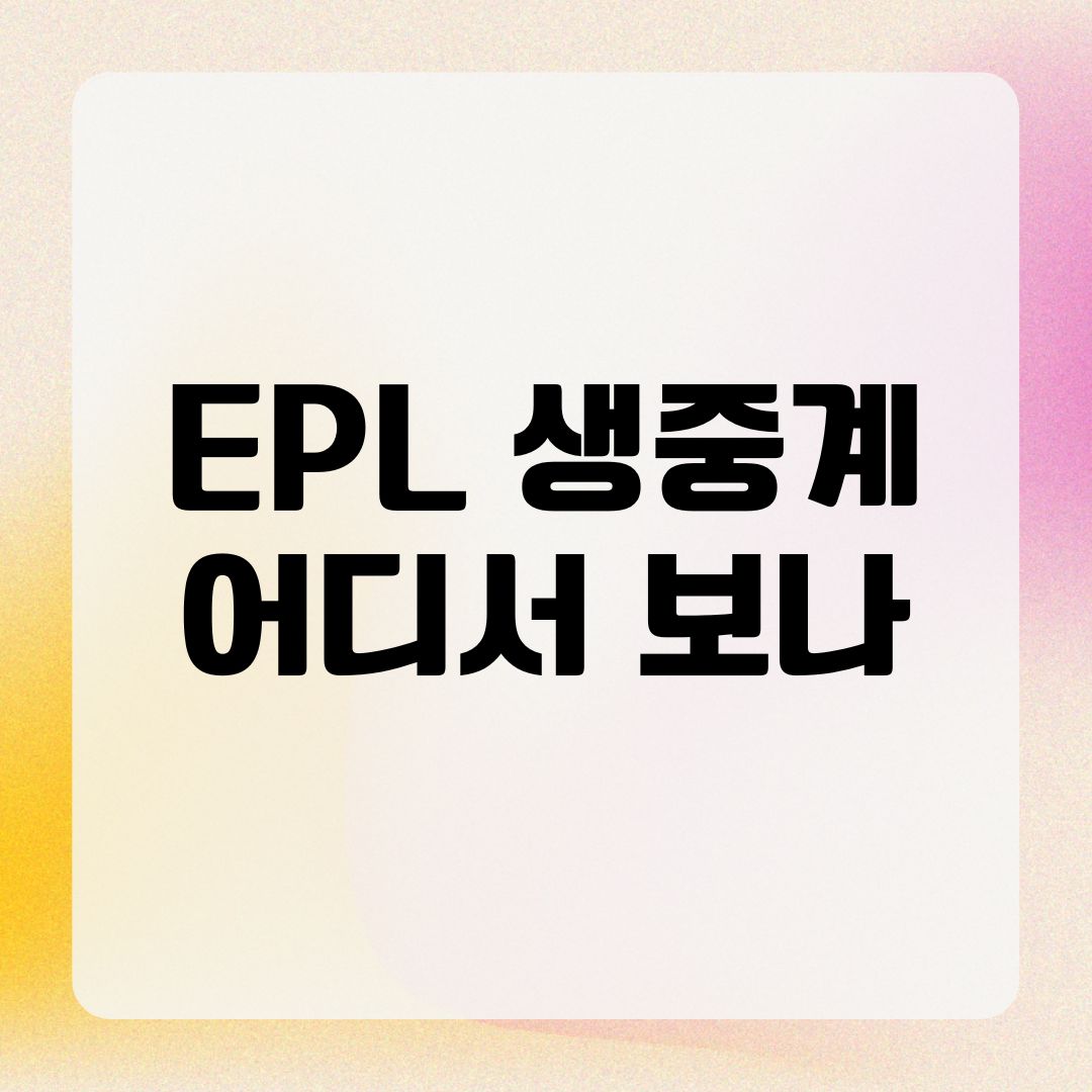 EPL 생중계 어디서 보나