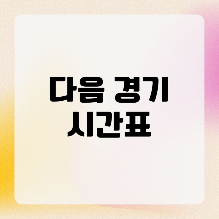 다음 경기 시간표