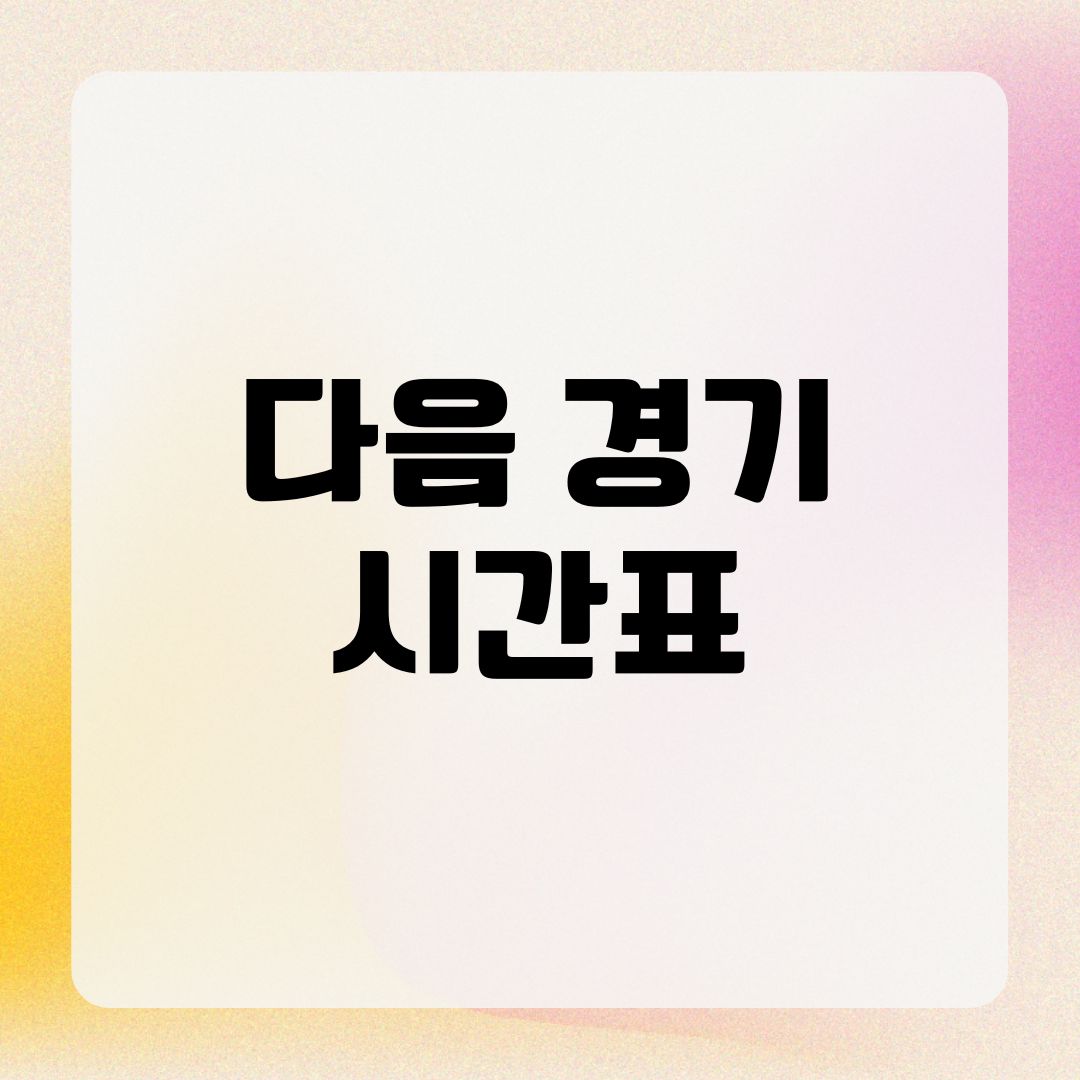 다음 경기 시간표