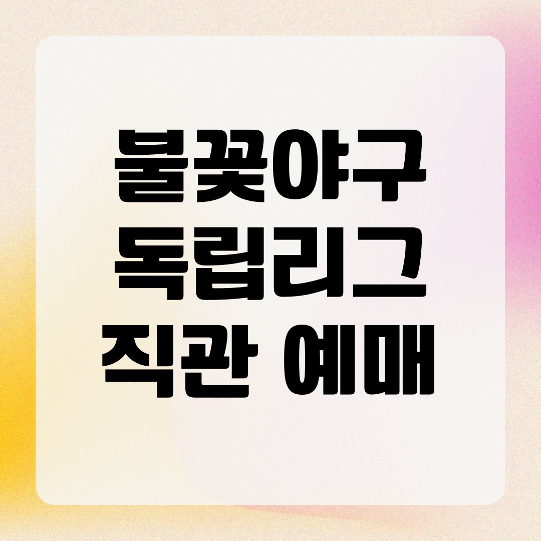 불꽃야구 독립리그 직관 예매